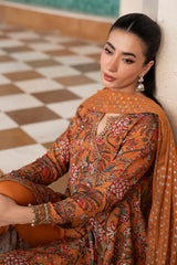 3 Piece Embroidered Raw Silk Suit