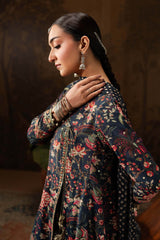3 Piece Embroidered Raw Silk Suit