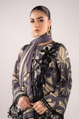 3 Piece Embroidered Raw Silk Suit