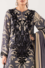 3 Piece Embroidered Raw Silk Suit