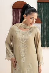 3 Piece Embroidered Raw Silk Suit
