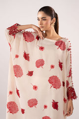 2 Piece Embroidered Raw Silk Suit