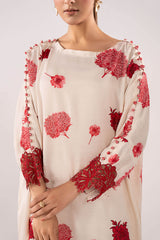 2 Piece Embroidered Raw Silk Suit