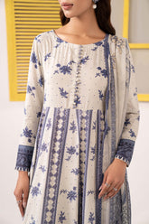 3 Piece Embroidered Pk Raw Silk Suit
