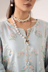 3 Piece Embroidered Paper Silk Suit