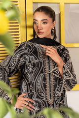 3 Piece Embroidered Raw Silk Suit