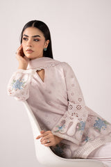 3 Piece Embroidered Pk Raw Silk Suit