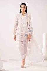3 Piece Embroidered Pk Raw Silk Suit
