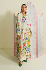 3 Piece Embroidered Raw Silk Suit