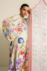 3 Piece Embroidered Raw Silk Suit