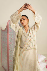 3 Piece Embroidered Raw Silk Suit