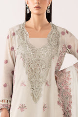 3 Piece Embroidered Paper Cotton Suit