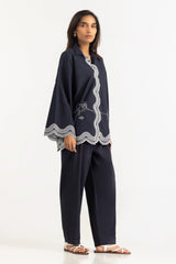 Dobby Embroidered Shirt And Dyed Trouser