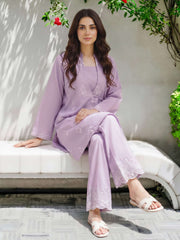 2 Piece Lawn Slub Suit- Embroidered (Pret)