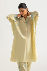 Jacquard Block Printed Shirt With Embroidered And Block Printed Trouser