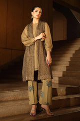 3 Piece Embroidered Raw Silk Suit
