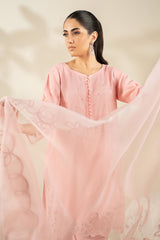 3 Piece Embroidered Raw Silk Suit