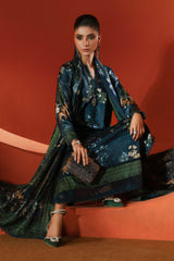 3 Piece Printed Satin Silk Suit