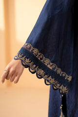 3 Piece Embroidered Self Tassel Silk Suit