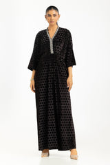 Velvet Polka Dots Embellished Kaftan
