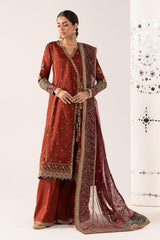 3 Piece Embroidered Raw Silk Suit