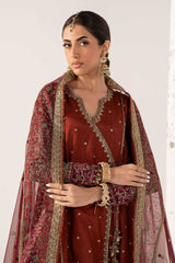 3 Piece Embroidered Raw Silk Suit