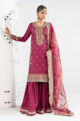 3 Piece Embroidered Raw Silk Suit