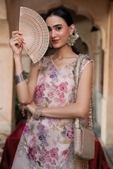 2 Piece Embroidered Textured Silk Suit