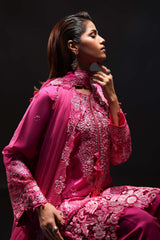 3 Piece Embroidered Raw Silk Suit