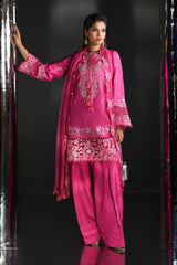 3 Piece Embroidered Raw Silk Suit