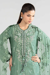 3 Piece Embroidered Raw Silk Suit
