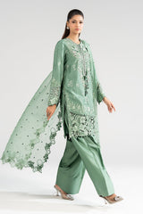 3 Piece Embroidered Raw Silk Suit