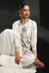 3 Piece Embroidered Raw Silk Suit