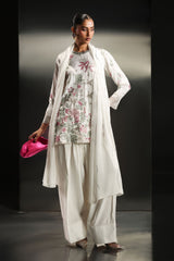 3 Piece Embroidered Raw Silk Suit