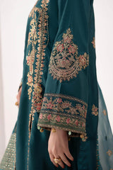 3 Piece Embroidered Raw Silk Suit
