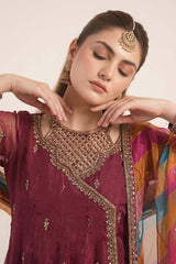 3 Piece Embroidered Organza Suit