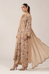 3 Piece Embroidered Raw Silk Suit