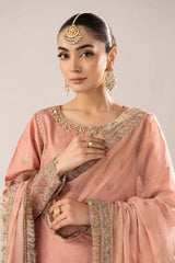 3 Piece Embroidered Raw Silk Suit