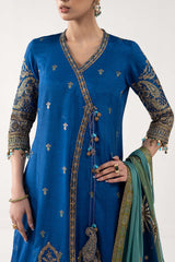 3 Piece Embroidered Raw Silk Suit