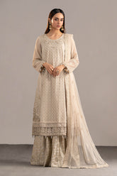 3 Piece Embroidered Cotton Net Suit