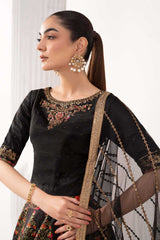 3 Piece Embroidered Raw Silk Suit