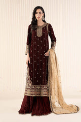 3 Piece Embroidered Velvet Suit