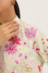 Stitched Embroidered Raw Silk Shirt+ Culotte