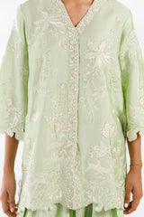 Stitched Embroidered Sheesha Silk Shirt+ Shalwar