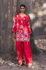 Stitched Embroidered Raw Silk Shirt+ Shalwar
