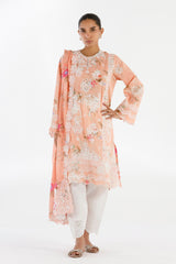 Stitched Embroidered Lawn Shirt + Dupatta