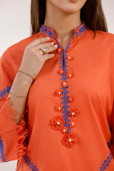 Stitched Embroidered Slub Lawn Shirt+ Shalwar