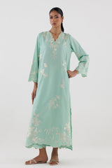 Stitched Embroidered Raw Silk Shirt+ Culotte