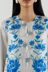 Stitched Printed Satin Shirt+ Culotte