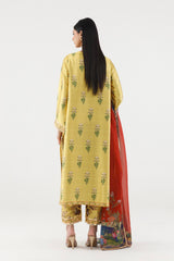 Stitched Printed Satin Suit